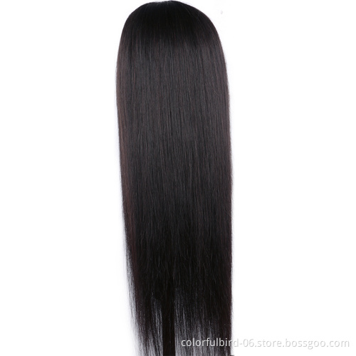 Human Hair Closure Wigs Wholesale Brazilian Virgin Hair straight Transparent Lace Front Wig for Black Women